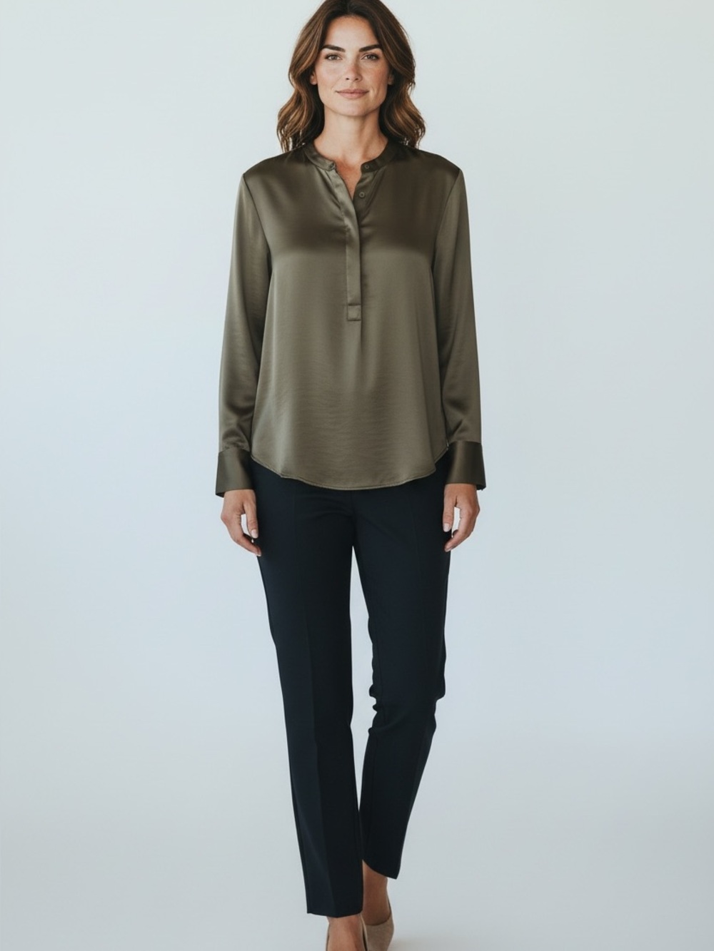 Banana Republic Brown Long Sleeve Blouse Size Medium Like New